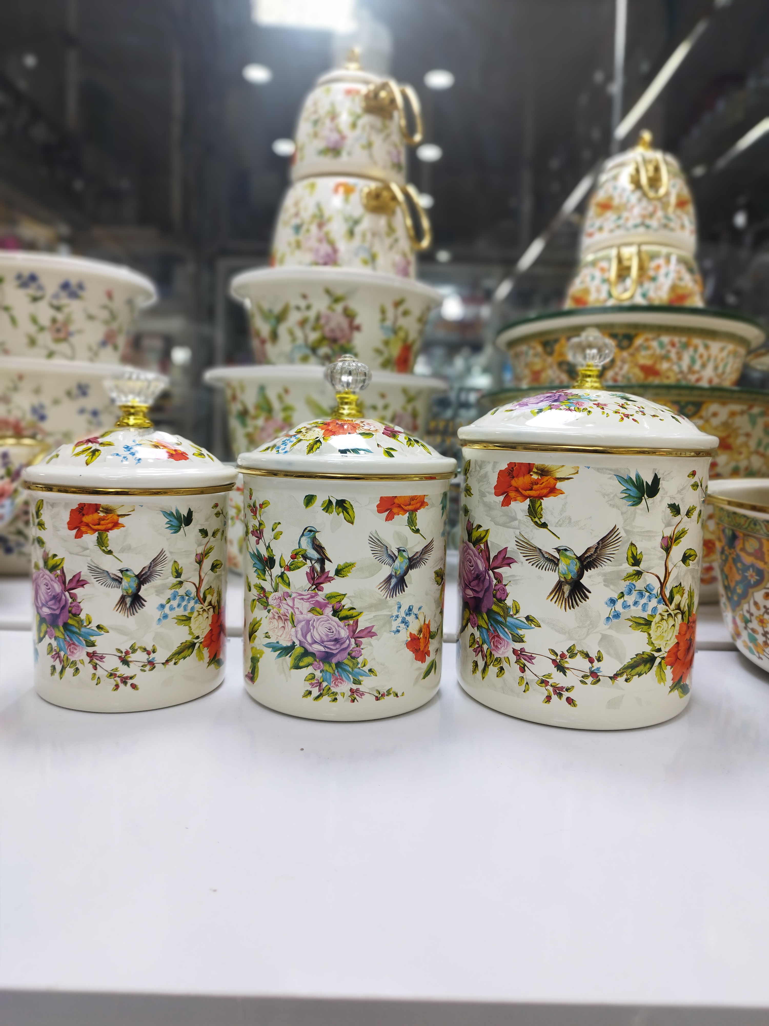 بانکه سه عددی طرح دار لعابی